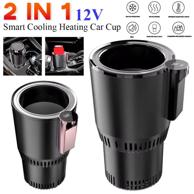 Smart Car 2-In-1 Hot And Cold Cup Drinks Holder Home Fast Refrigeration Cooling/Heating Mini Touch Screen Beverage Mug Drink Can